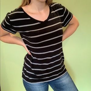 Women’s medium black and white striped top